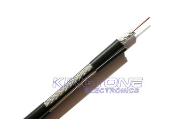 China RG11 Tri. CATV Coaxial Cable 14 AWG CCS 60% AL Braid PE Jacket with Messenger supplier